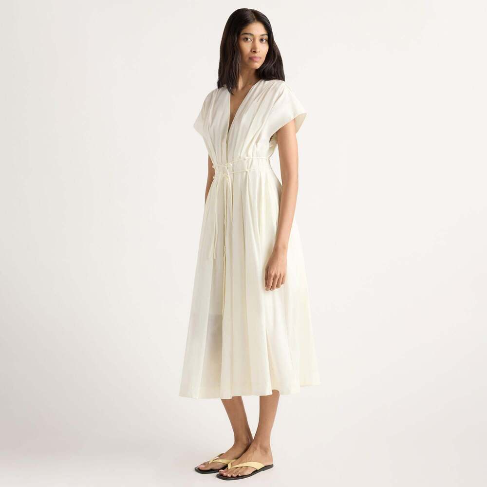 Modern Citizen Yvette Cotton V-Neck Dress Size SCream / S